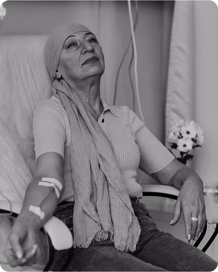 Woman looking sad because of her breast cancer