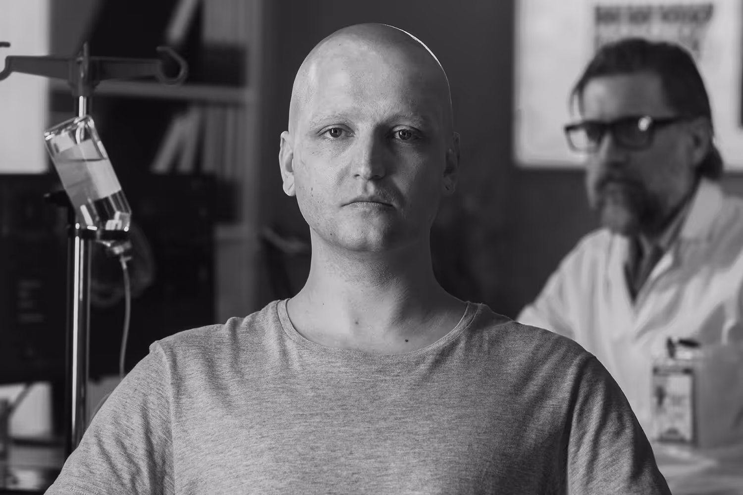 Sad man with cancer