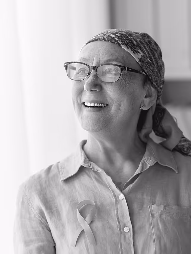 Smiling woman with cancer