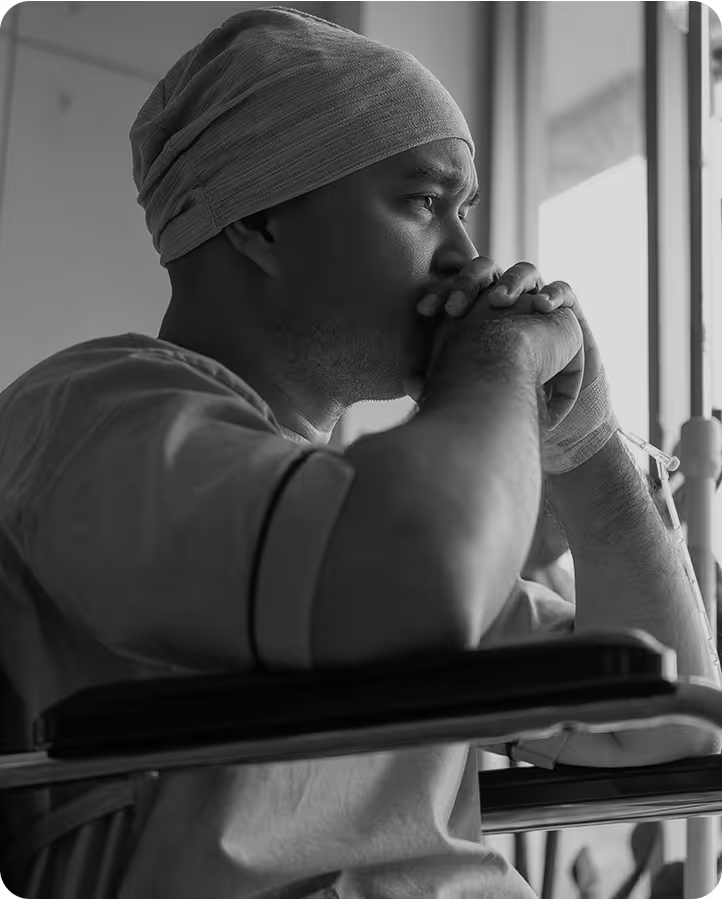 Man looking sad because of his prostate cancer